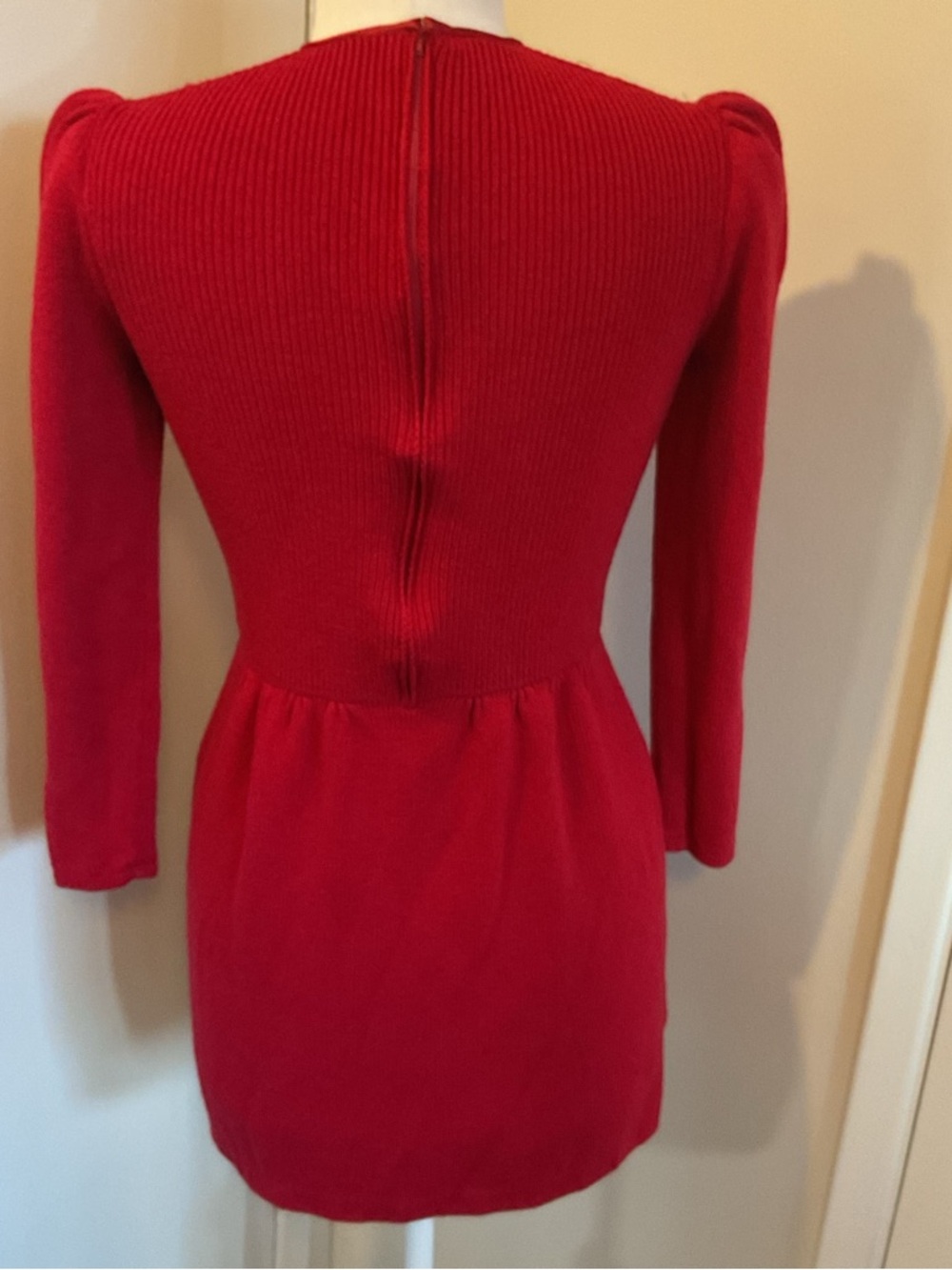 Vintage St. John Marie Gray Red Sequin Knit Mini Dress Small Illusion Beaded - Picture 7 of 7